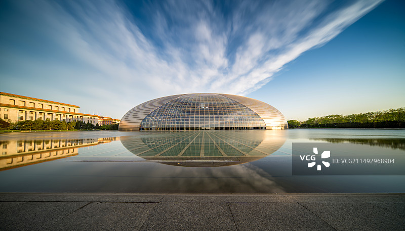 北京国家大剧院日落风景图片素材