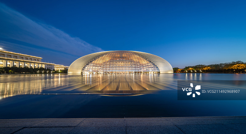 北京国家大剧院日落风景图片素材