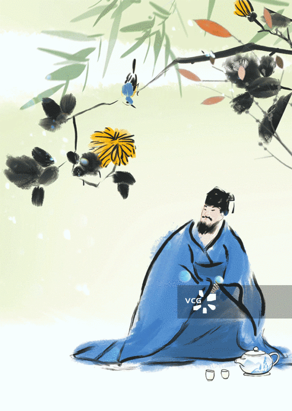 秋天节气立秋秋分寒露白鹭菊花诗意插画高雅水墨艺术插画动画视频图片素材