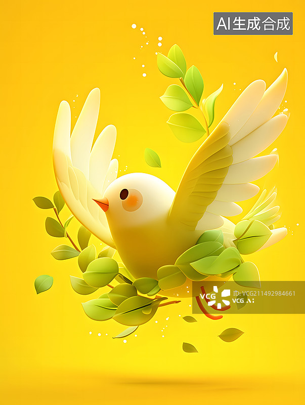 【AI数字艺术】和平鸽3D卡通图片素材