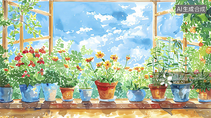【AI数字艺术】阳光照进书房油画插画背景海报图片素材