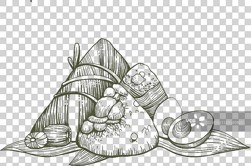 线稿版画粽子动物图片素材