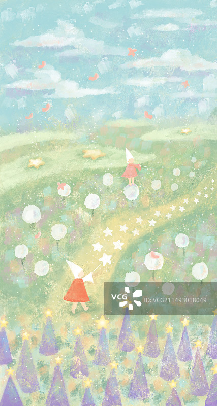 可爱治愈梦幻插画壁纸小精灵星星手机壳图案图片素材