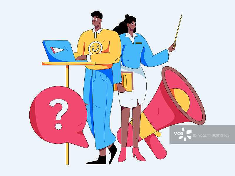 通知公告矢量创意扁平手绘插画图片素材