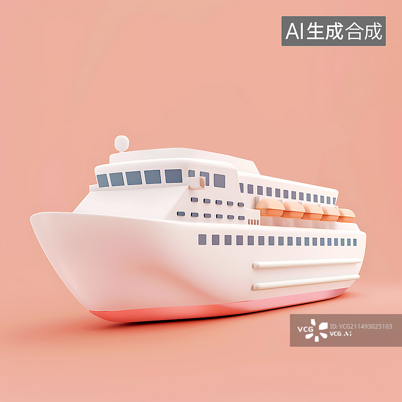 【AI数字艺术】卡通轮船三维元素图片素材