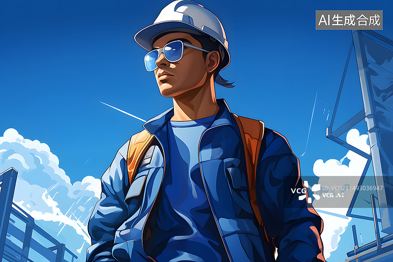 【AI数字艺术】建筑工人插画图片素材