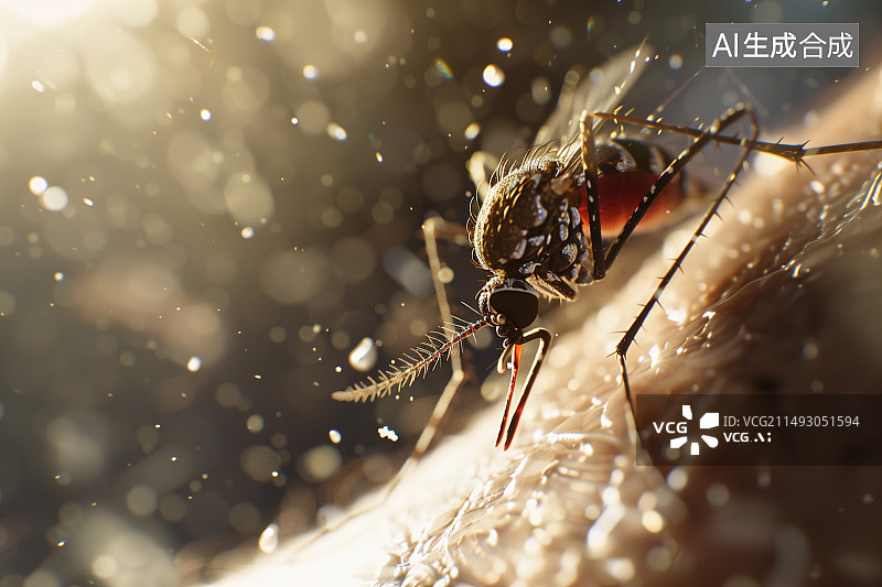 【AI数字艺术】吸血的花斑蚊图片素材