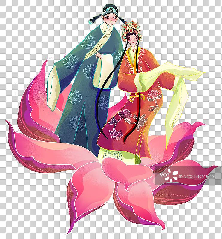 国潮古风线性唱传统越剧戏男女图片素材