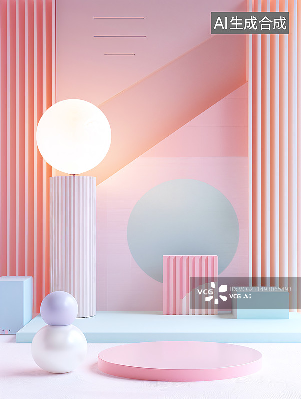 【AI数字艺术】浅粉色简约几何背景图片素材