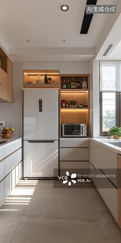 【AI数字艺术】小户型开放式厨房收纳设计案例图片素材