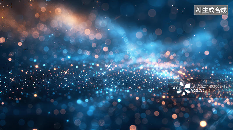 【AI数字艺术】蓝色和橙色闪亮的火花图片素材