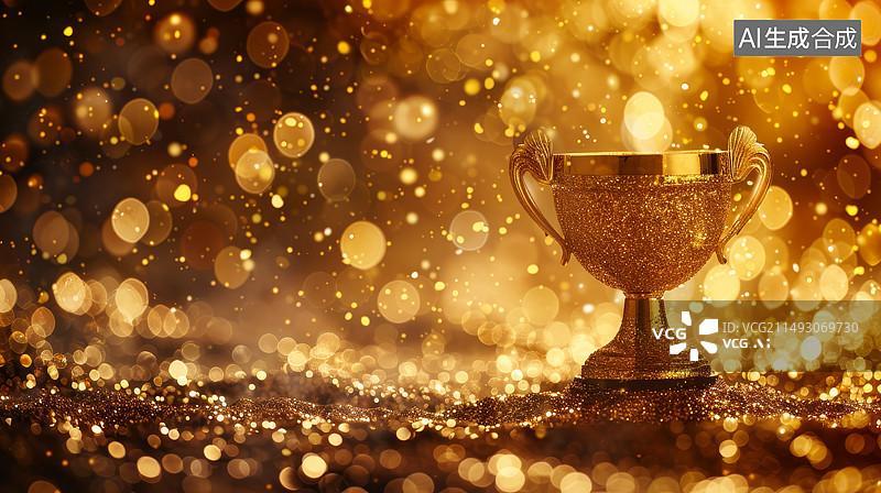 【AI数字艺术】金色奖杯图片素材