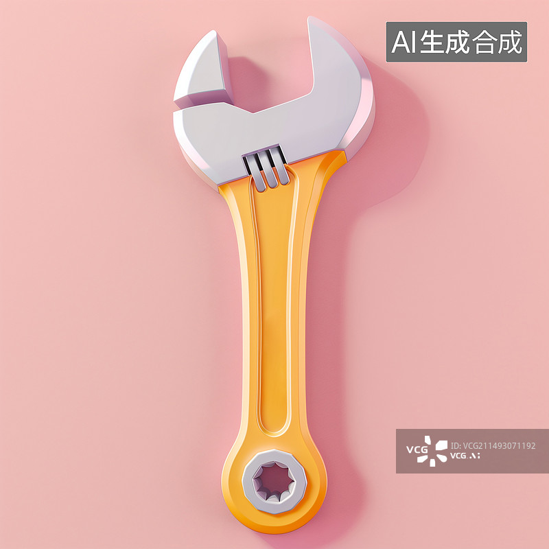 【AI数字艺术】白色背景下的简约 扳手3D图标图片素材