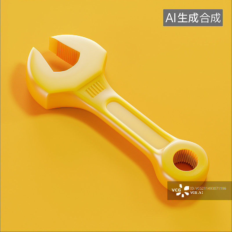 【AI数字艺术】白色背景下的简约 扳手3D图标图片素材