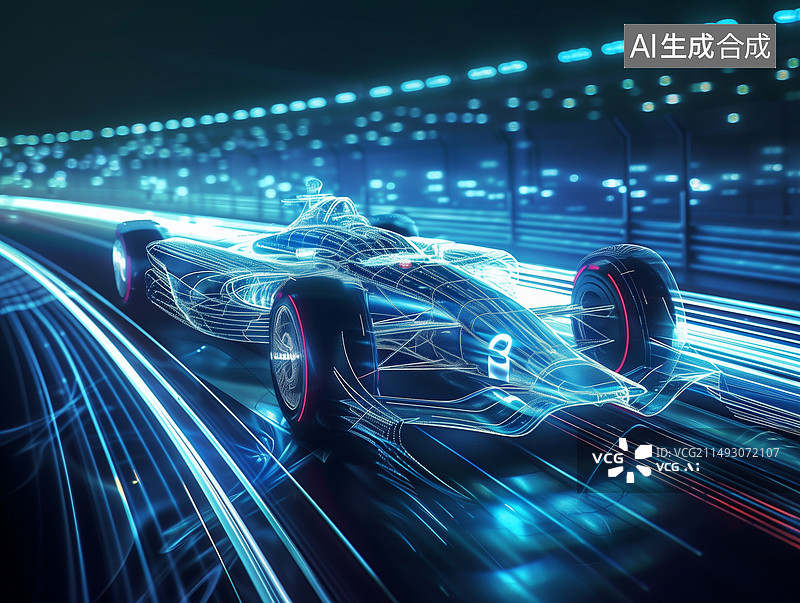 【AI数字艺术】一级方程式赛车光线图片素材