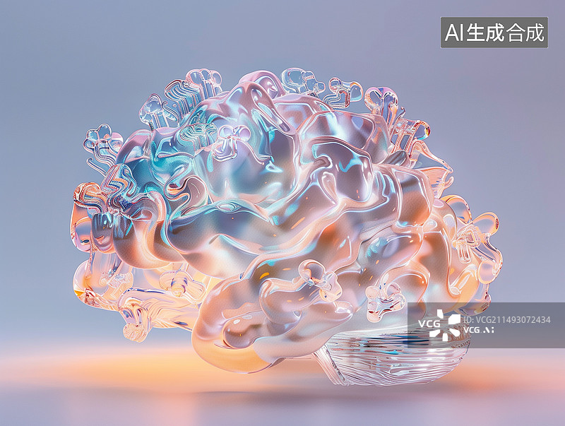 【AI数字艺术】一个晶体结构的大脑插图图片素材