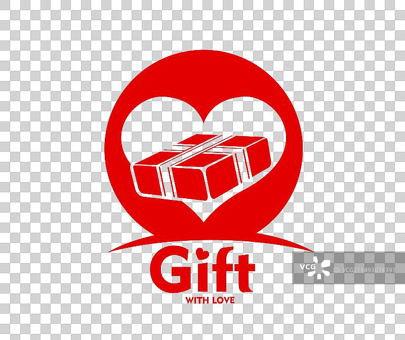 生日惊喜礼品盒图标，含丝带和心形图片素材