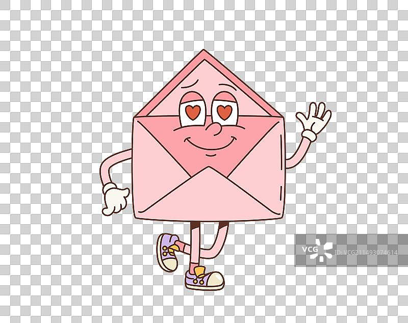 卡通复古情人节信封角色图片素材