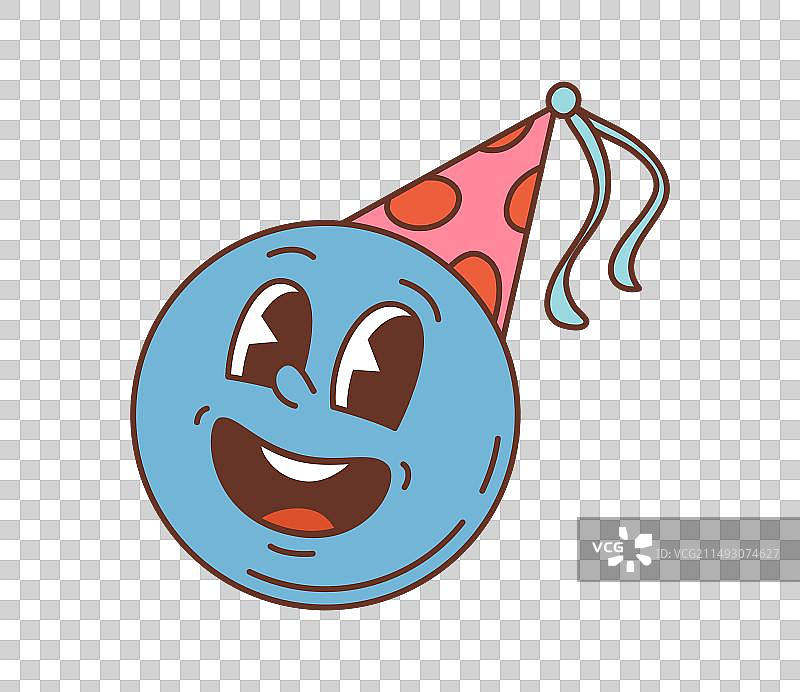 复古卡通风派对帽笑脸人物图片素材