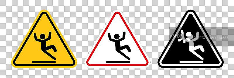 滑倒警告标志图标集图片素材