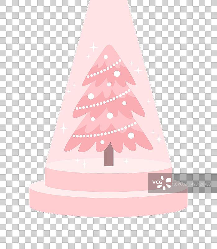 粉色圣诞树与花环装饰图片素材