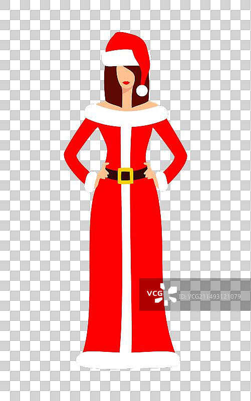 红衣棕发美女圣诞老人图片素材