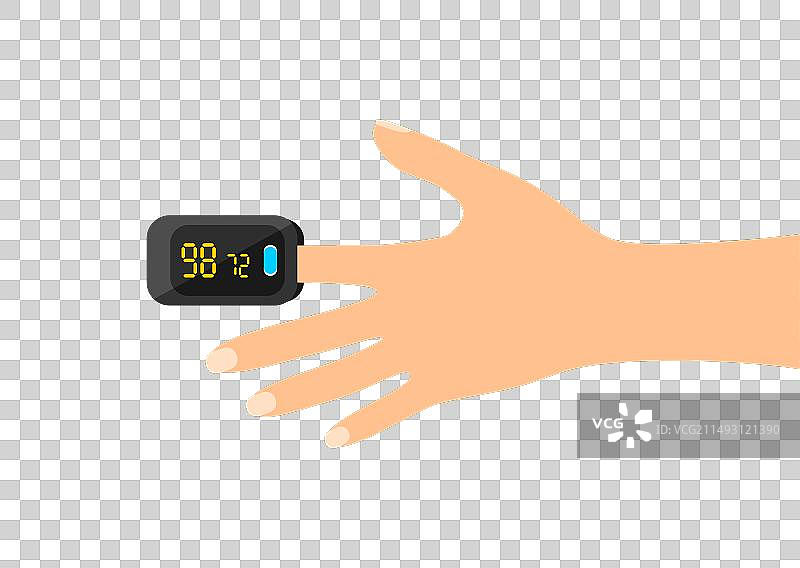 手指上的黑色脉搏血氧仪测量图片素材