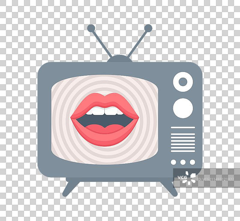带说话嘴巴的复古电视图片素材