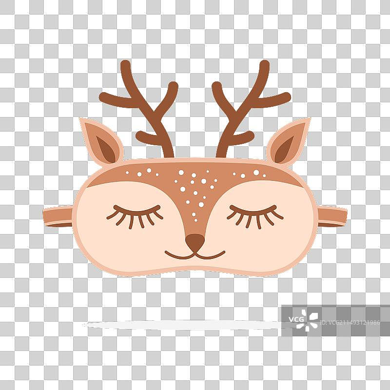 白色背景上可爱的小鹿睡眠眼罩图片素材