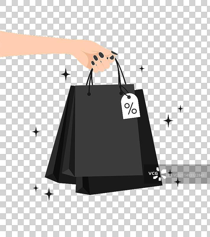 涂黑色指甲油的女人手部特写图片素材