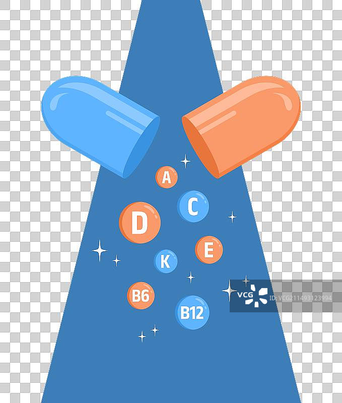 蓝色背景上的开放式维生素胶囊图片素材