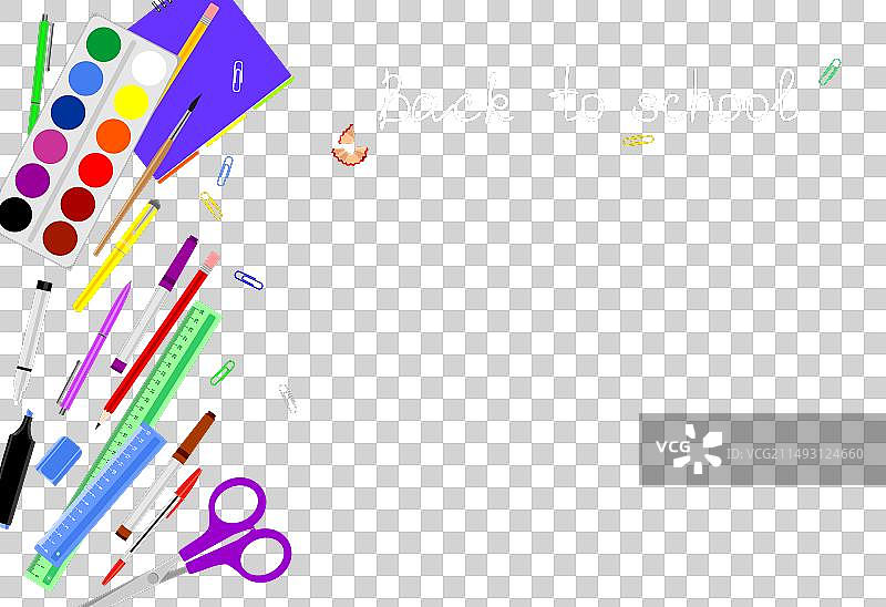 彩色学校文具配件图片素材