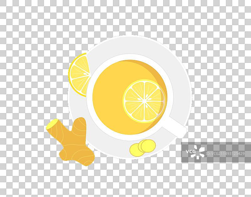 白色杯子里的姜茶和姜根图片素材