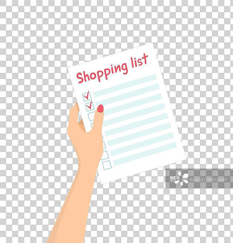 女人手持购物清单图片素材