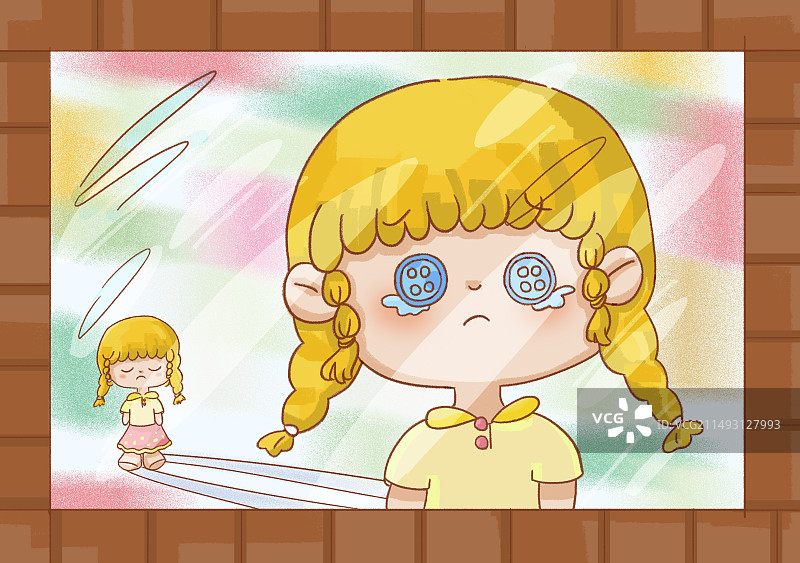 儿童绘本哭泣小女孩图片素材