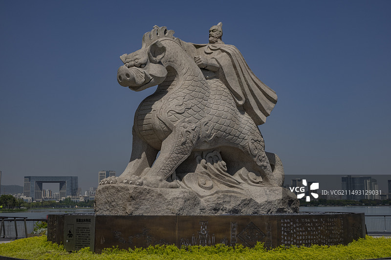 无锡渤公岛生态园张渤治水塑像图片素材