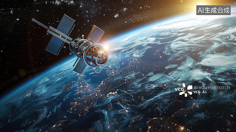 【AI数字艺术】在地球轨道上的空间站图片素材