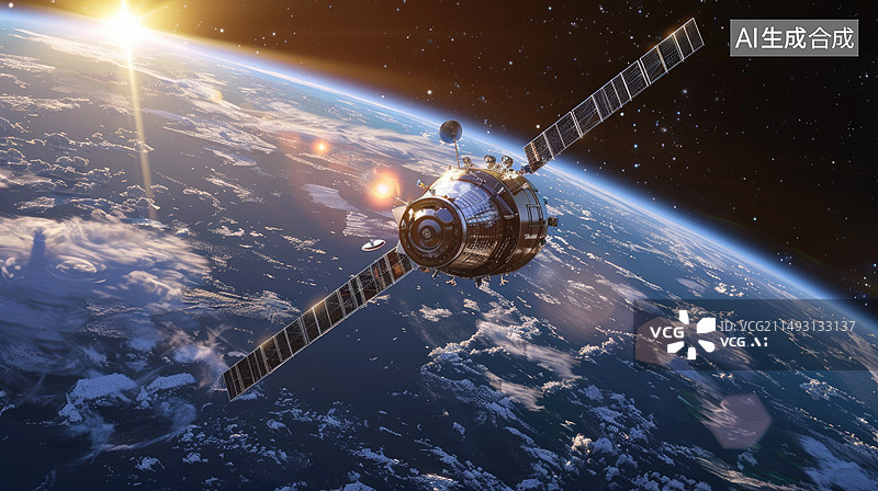 【AI数字艺术】在地球轨道上的空间站图片素材