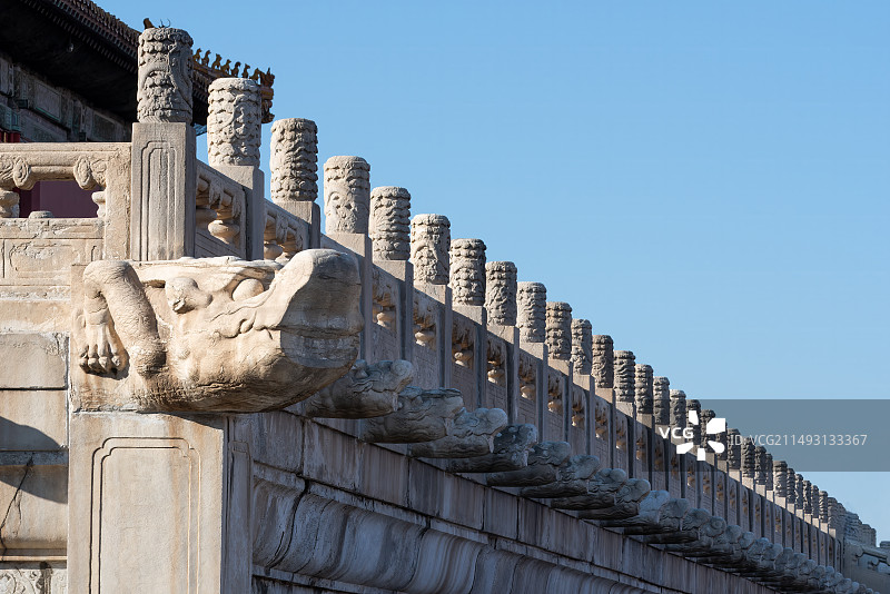 蓝天背景下的故宫汉白玉月台特写图片素材