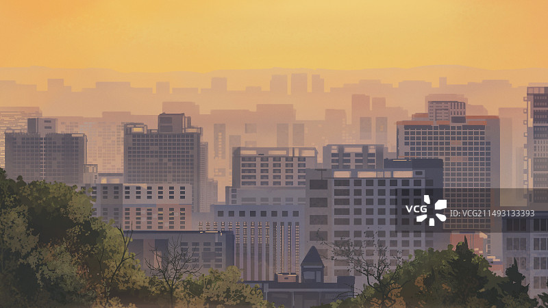 晚霞与房子图片素材