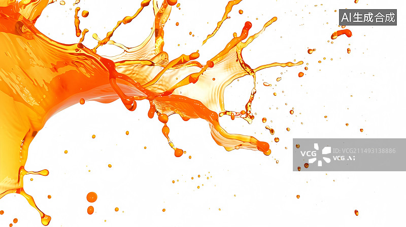 【AI数字艺术】溅出的橙汁背景图片素材