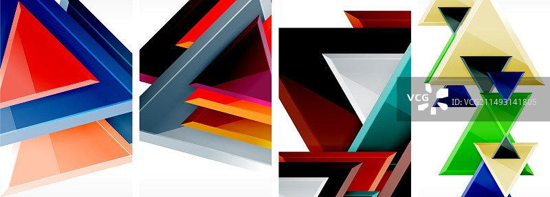 光泽三角形几何海报集图片素材