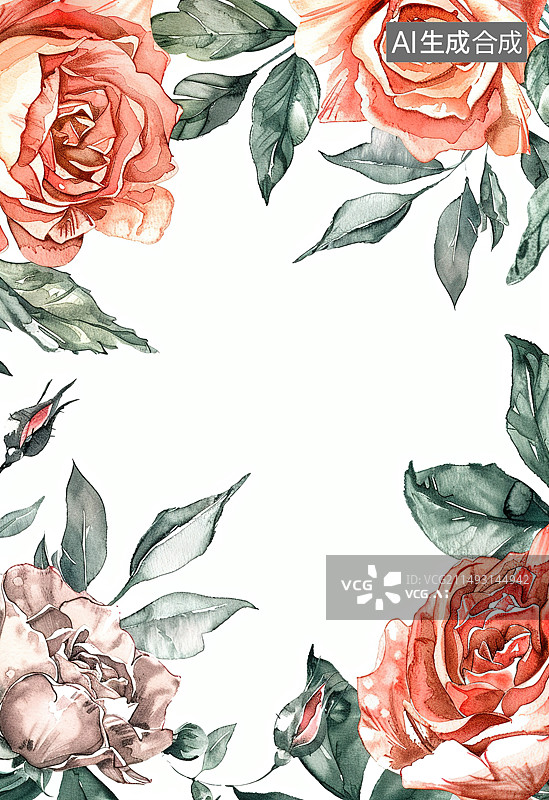 【AI数字艺术】白色背景下玫瑰的特写镜头图片素材