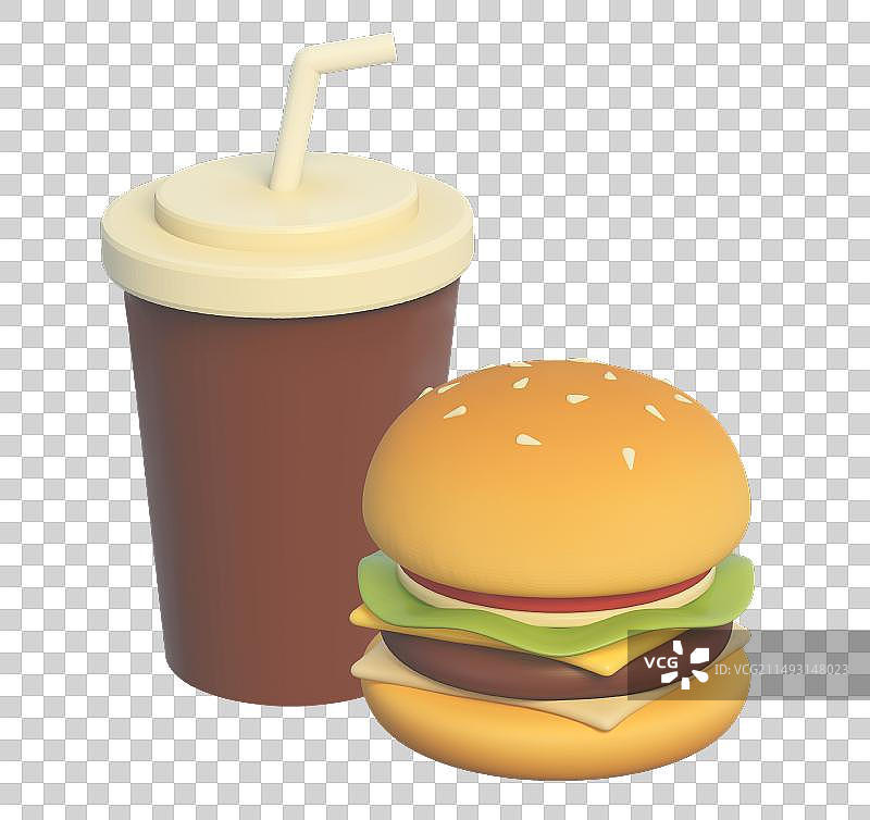 汉堡快餐外卖美食3D卡通插画元素图片素材