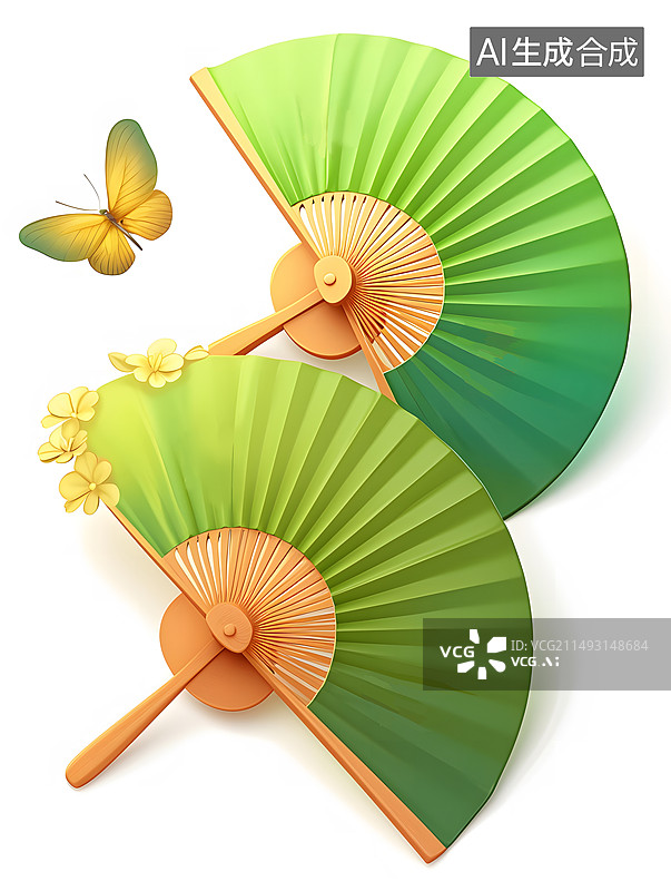 【AI数字艺术】扇子3D图片素材