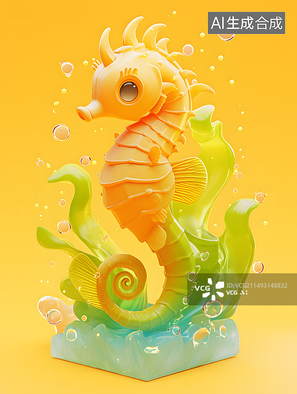 【AI数字艺术】海马3D图片素材