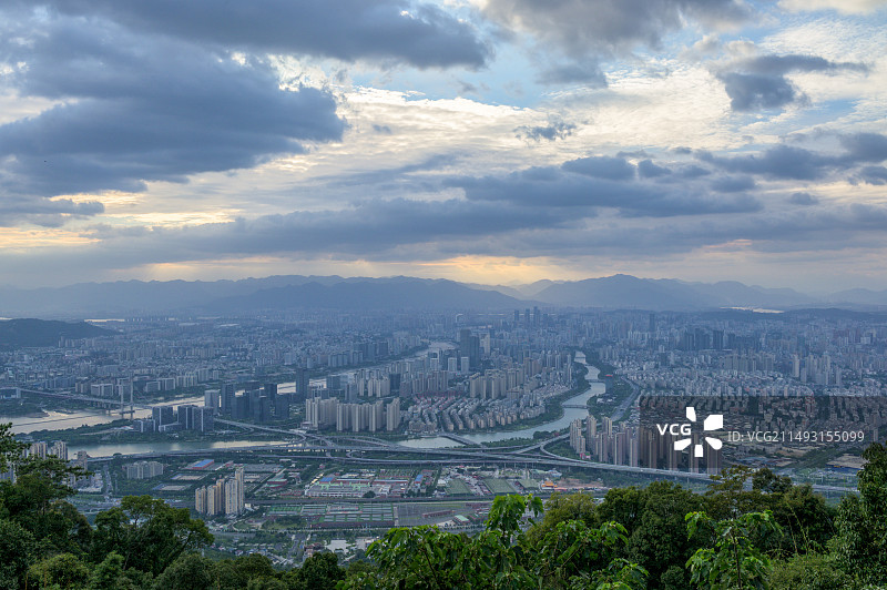 福州鼓山城市风光全景图片素材