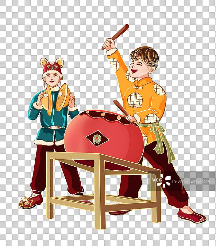 春节打鼓儿童免扣人物图片素材