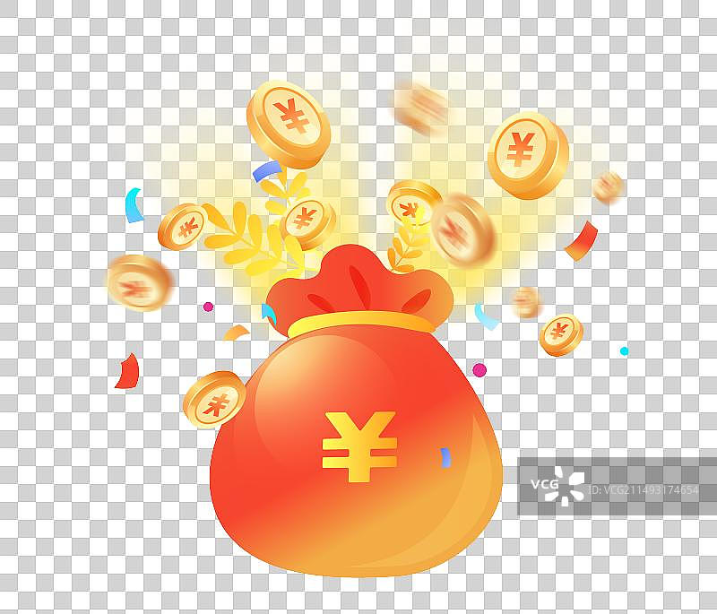 金融插画钱袋金币图片素材