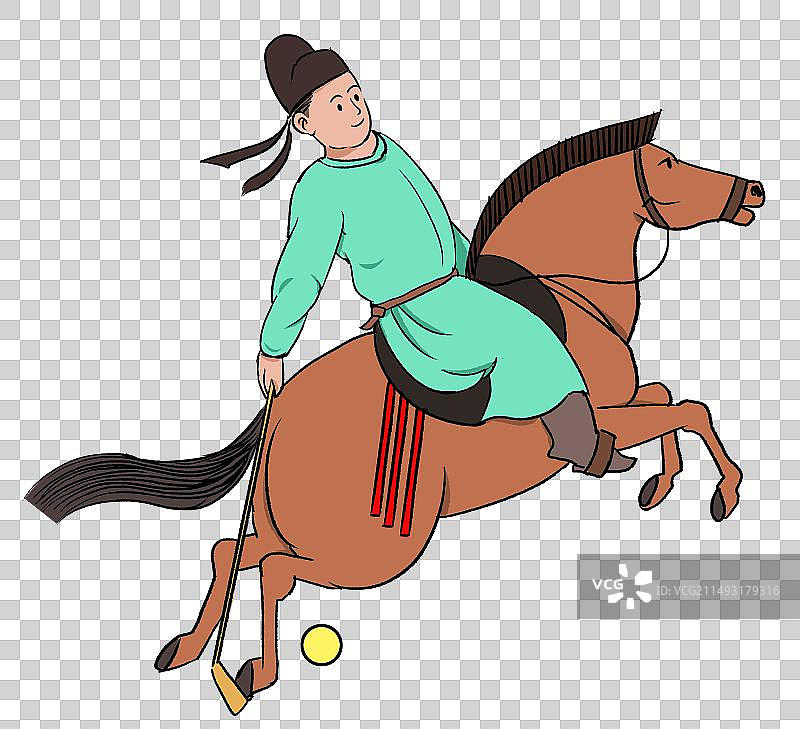 中国风新中式古风古典传统文化历史唐代唐朝人物男人男性壮士力气运动打球青年服饰道具元素素材插画图片素材